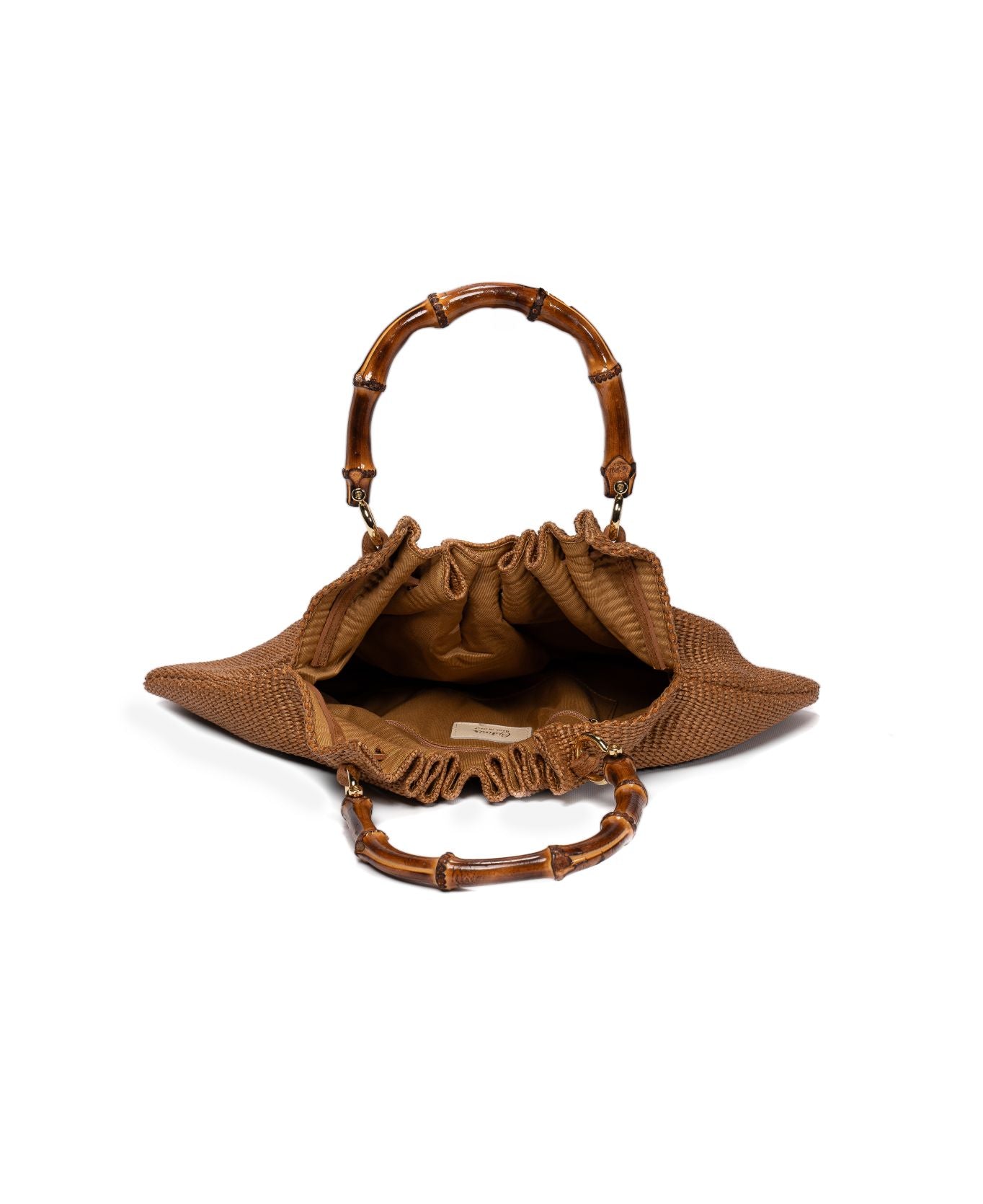 raffia handbags, bamboo handle bags, tobacco brown bags, Italian crafted handbags, versatile slouchy bags