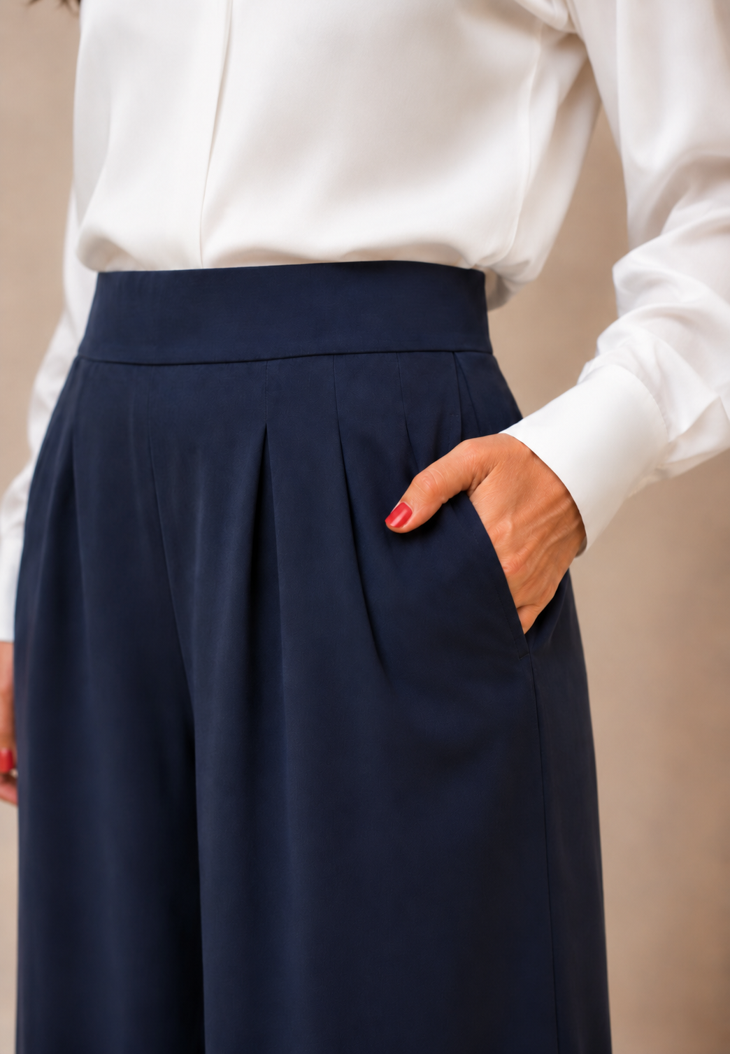 The Lago Wide- Leg Trouser — Navy