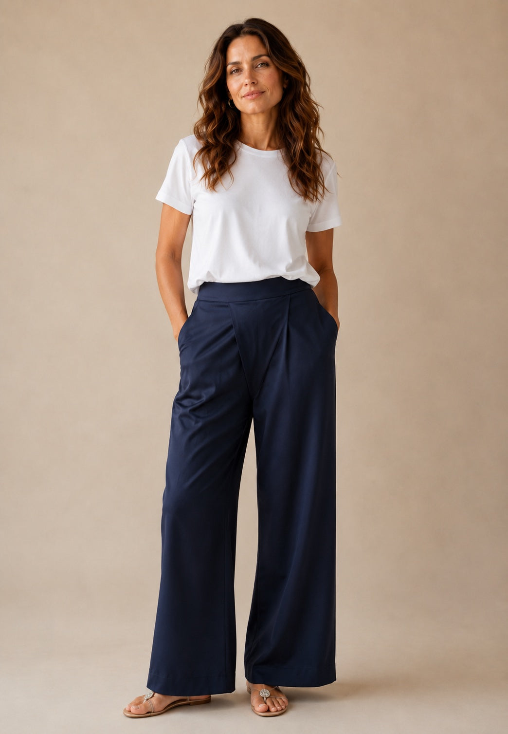 The Lago Wide- Leg Trouser — Navy