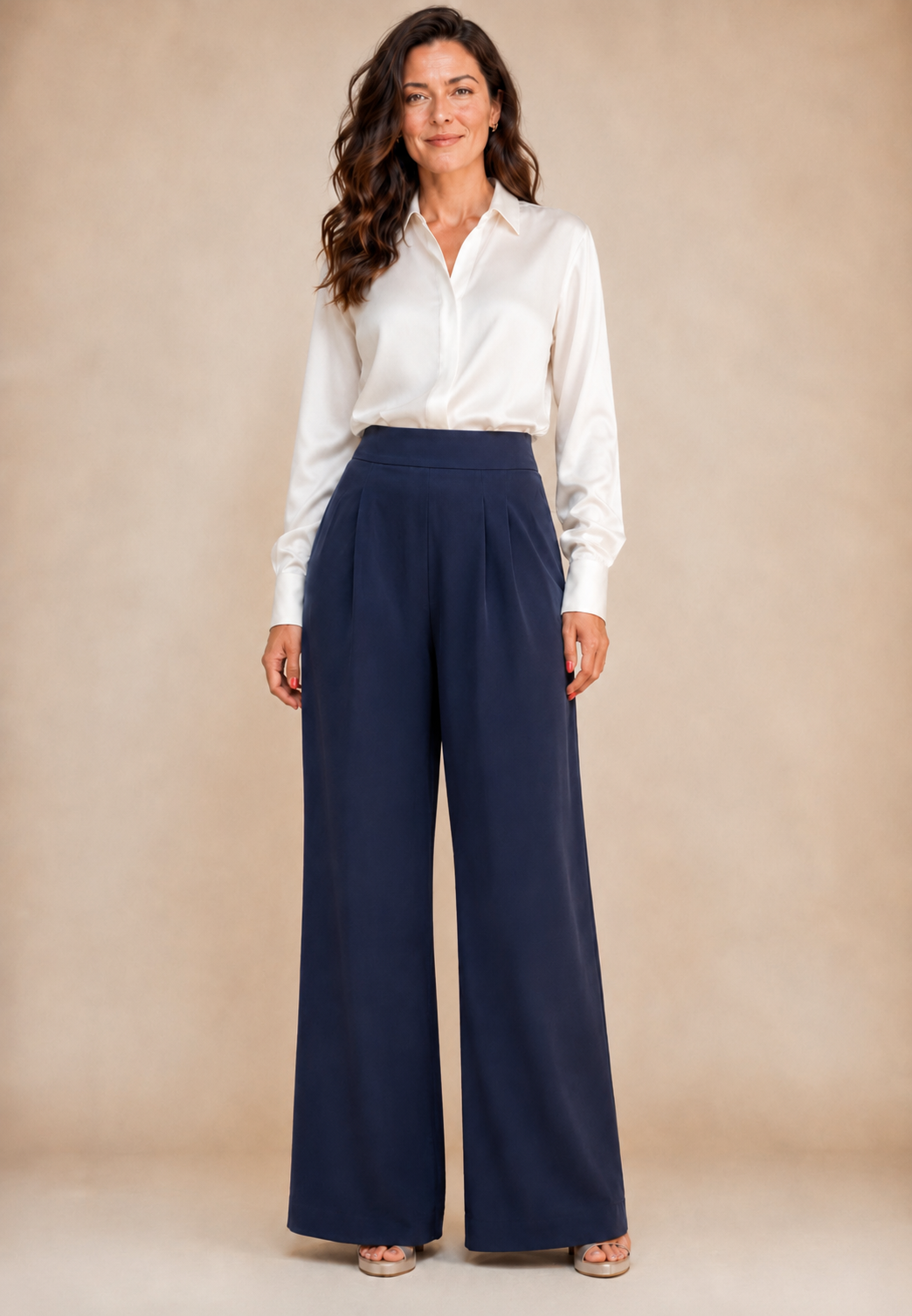The Lago Wide- Leg Trouser — Navy