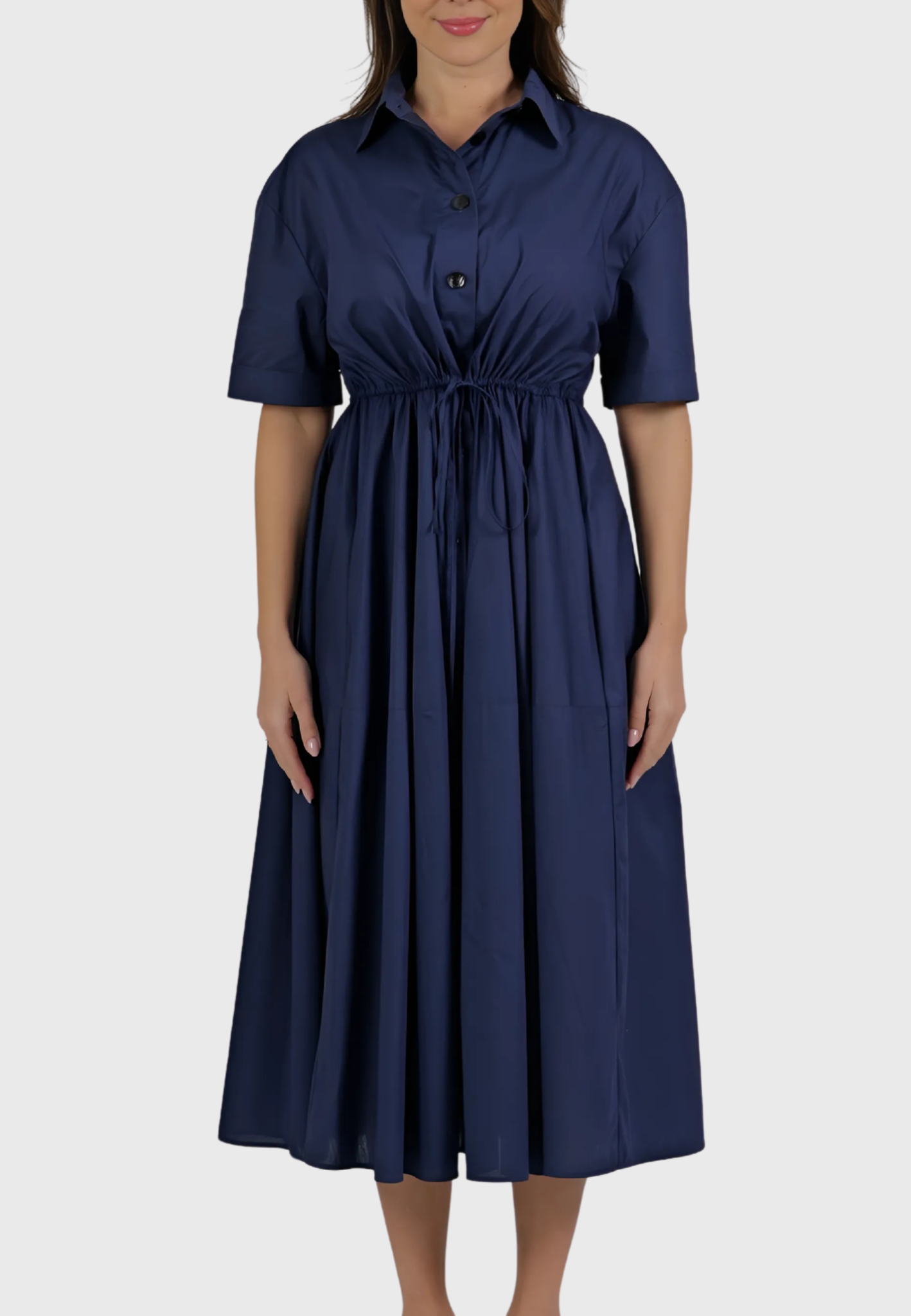 Ostuni Navy Cotton Dress | Handmade in Italy