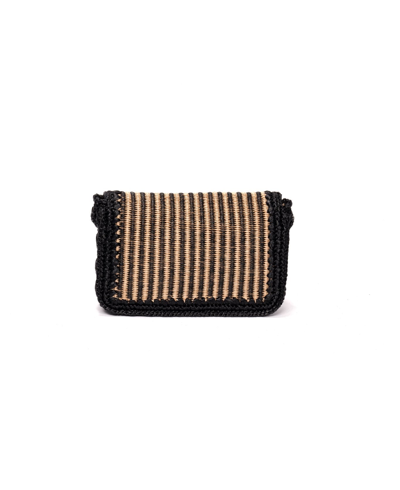 Raffia Bag - The Ginerva Stripes Black & Natural