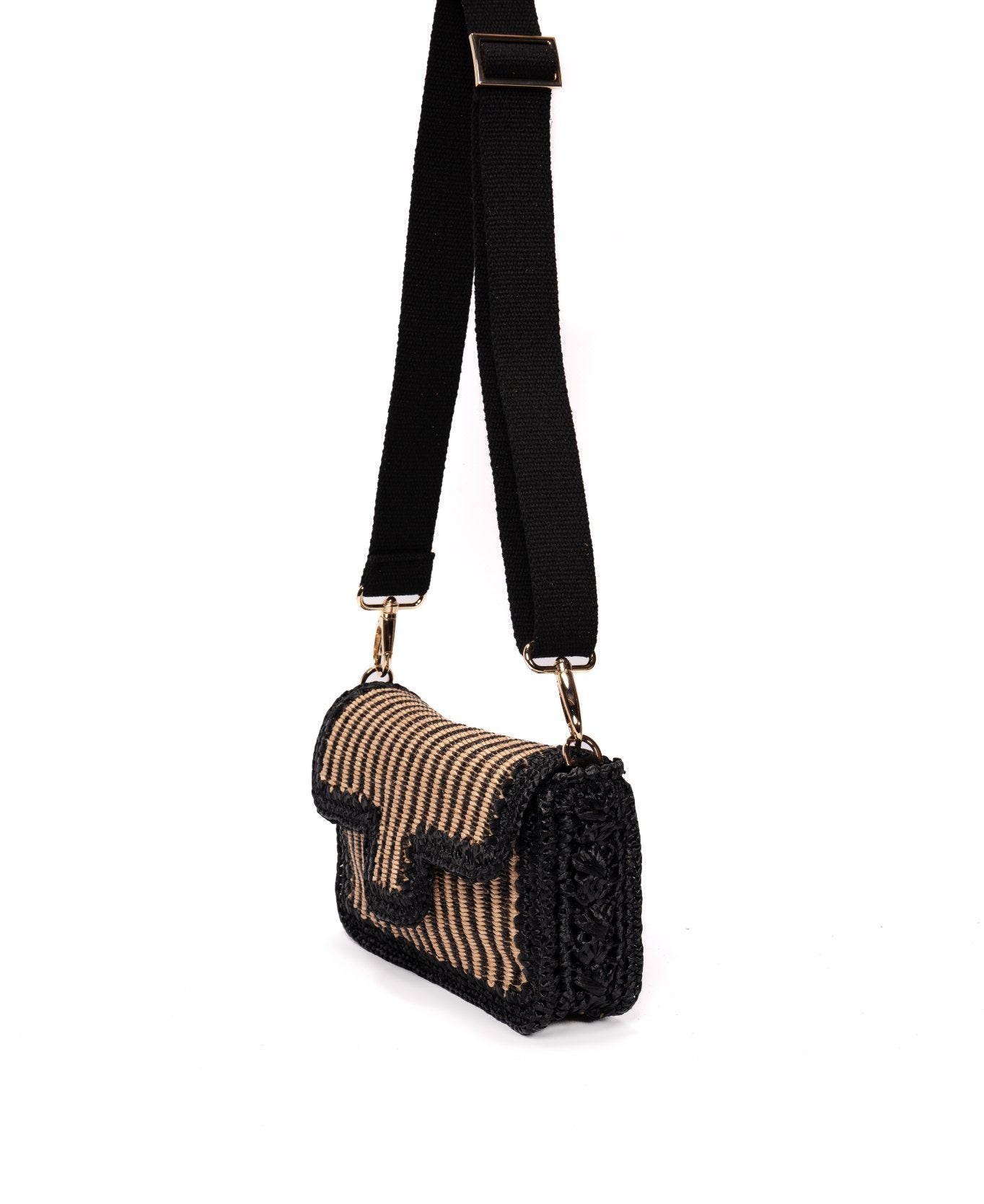 black and natural raffia bag, Ginevra clutch bag, handmade raffia bag, crochet stripe bag, Florence fashion accessory