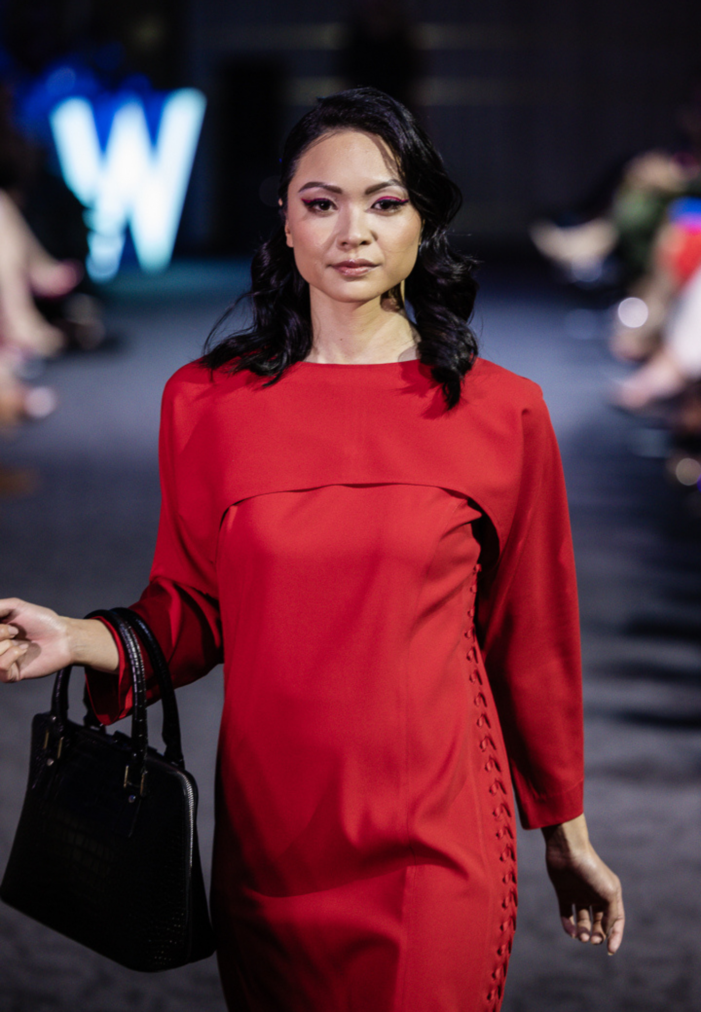 Marta Dress| Red Midi Dress with Lace