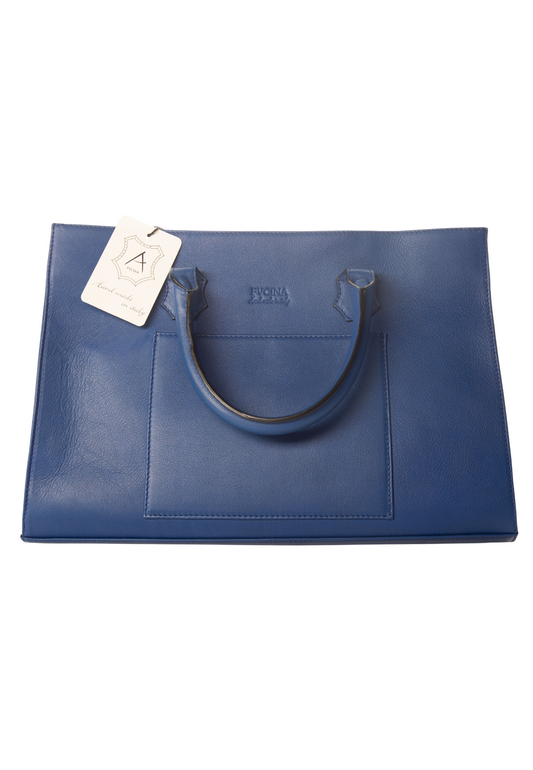 Blue Calipso Italian Leather Handbag