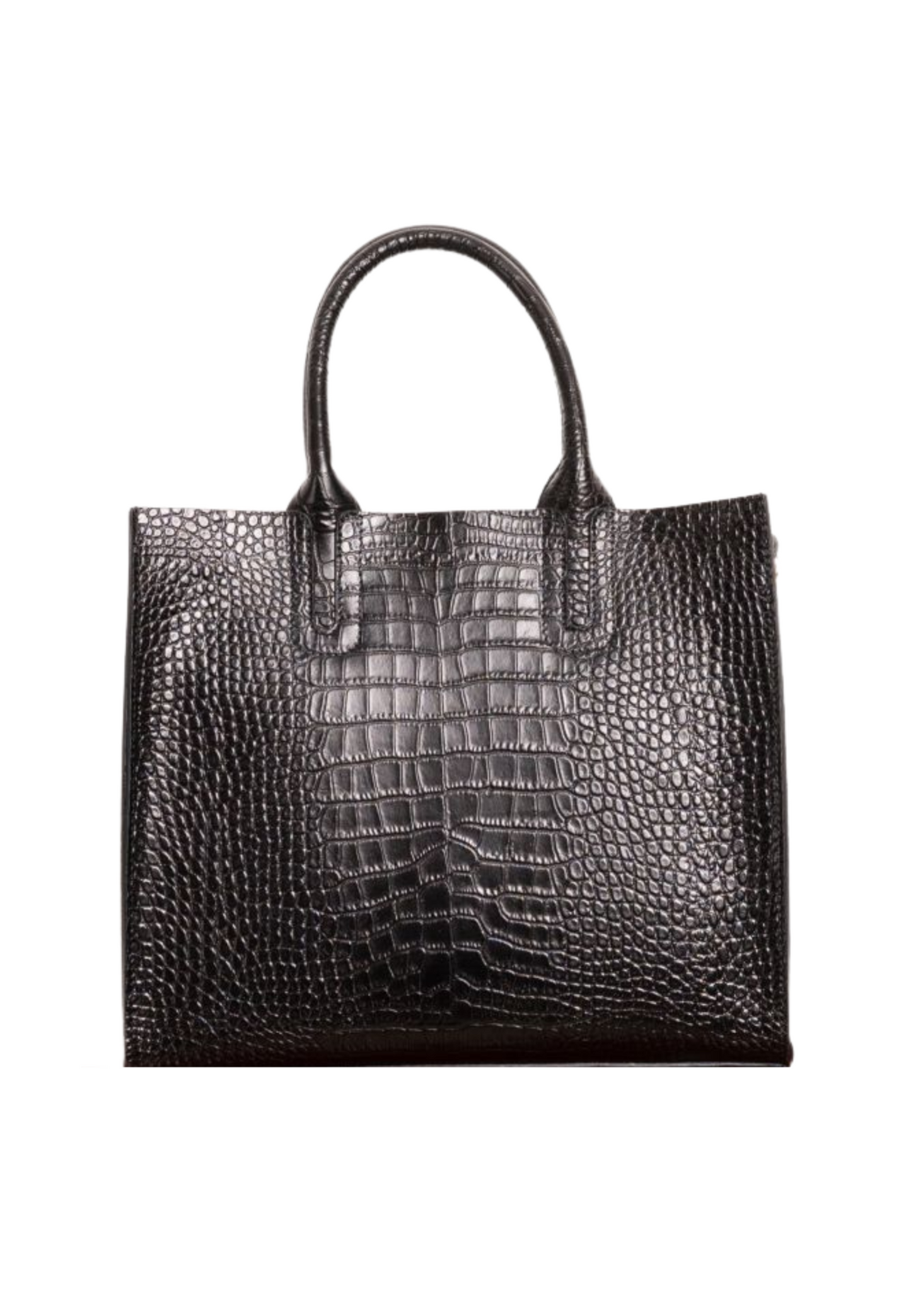 Florence Tote Leather Bag Croco- Embossed Black
