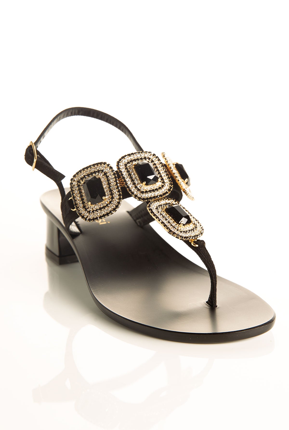 lack jewel sandals, elegant black sandals, Swarovski stone sandals, comfortable heel sandals, Tuscan leather sandals, Capri Sandals
