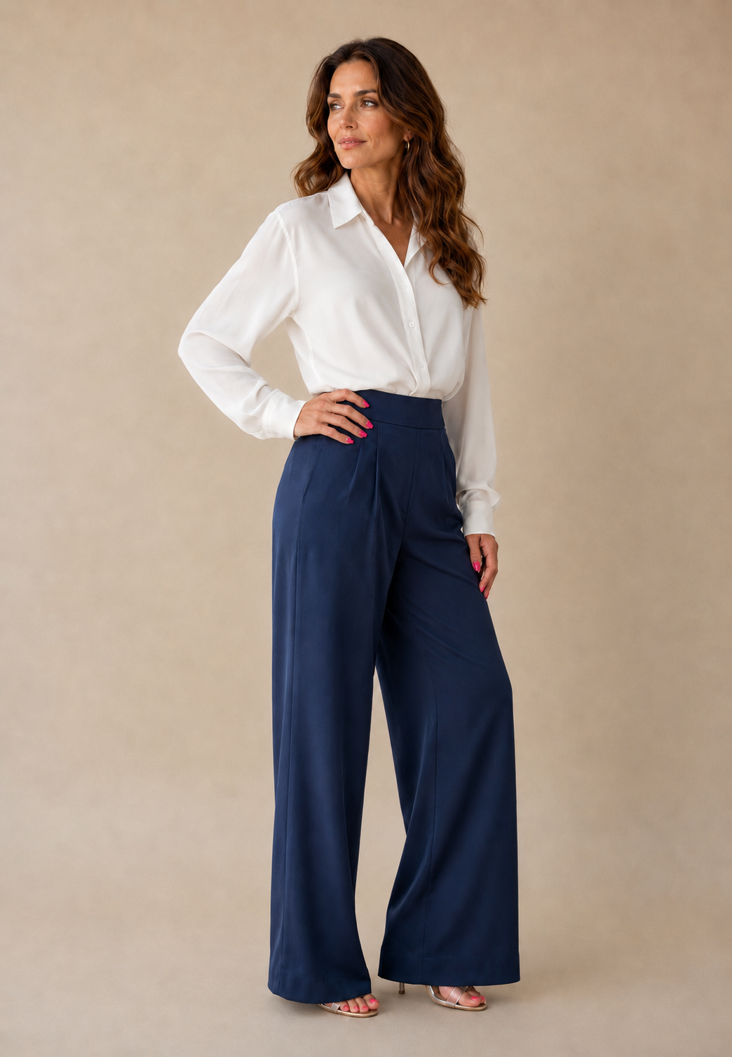 The Lago Wide- Leg Trouser — Navy