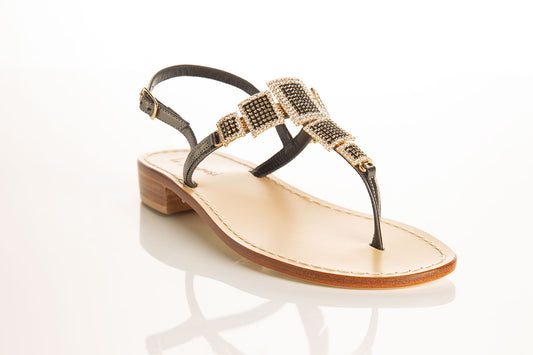 Swarovski stone embellished black sandals, elegant Italian leather sandals, comfortable heel sandals, luxury black sandals, statement sandals
