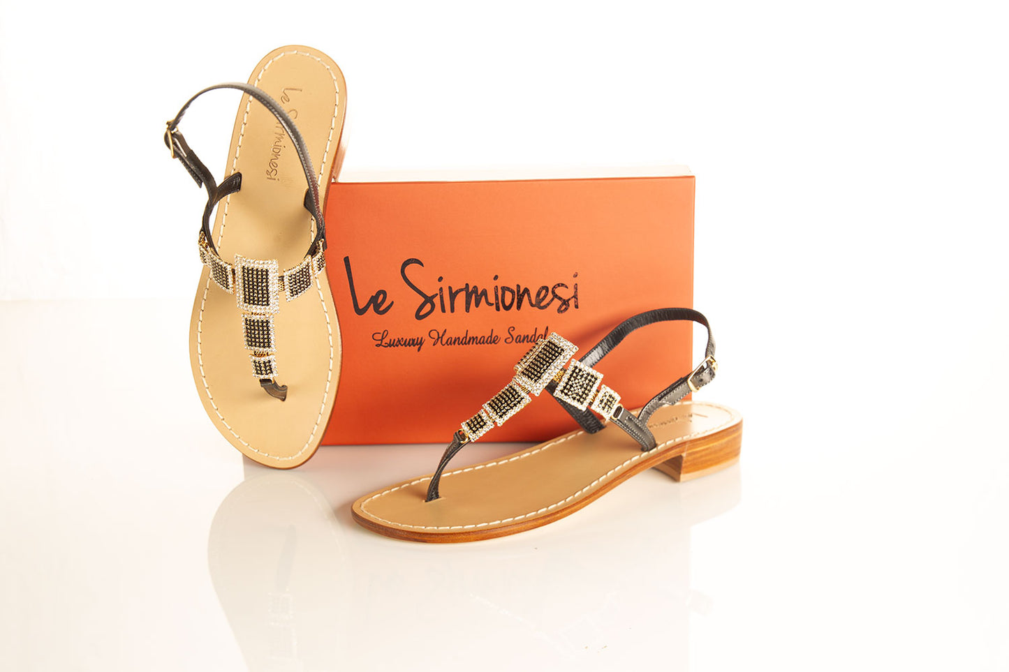 Swarovski stone embellished black sandals, elegant Italian leather sandals, comfortable heel sandals, luxury black sandals, statement sandals