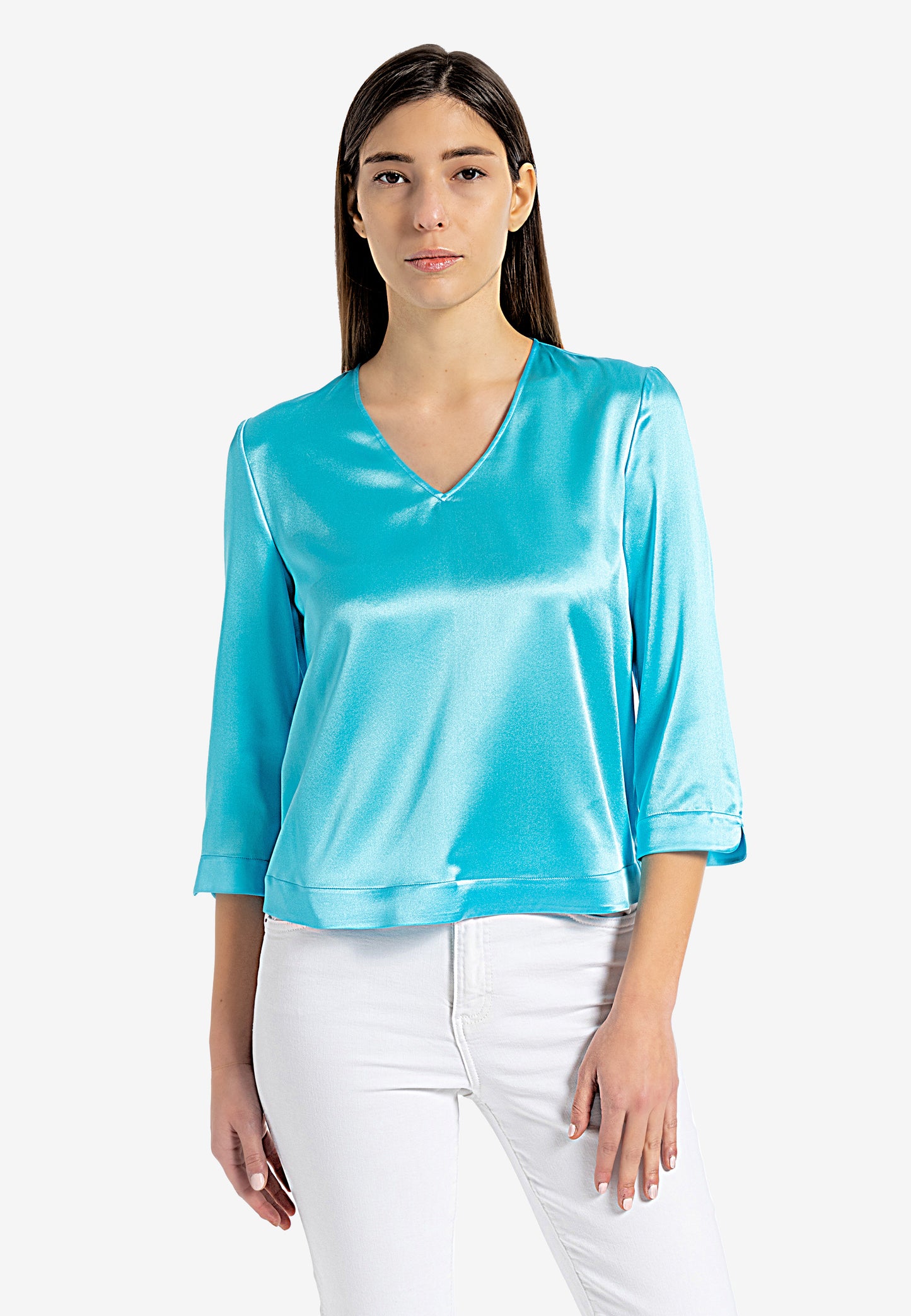 3/4 sleeve silk blouse silk shirt women silk shirts australia silk blouse australia turquoise silk blouse turquoise silk top  silk top  blue silk top  silk v neck top  designer silk tops silk evening tops