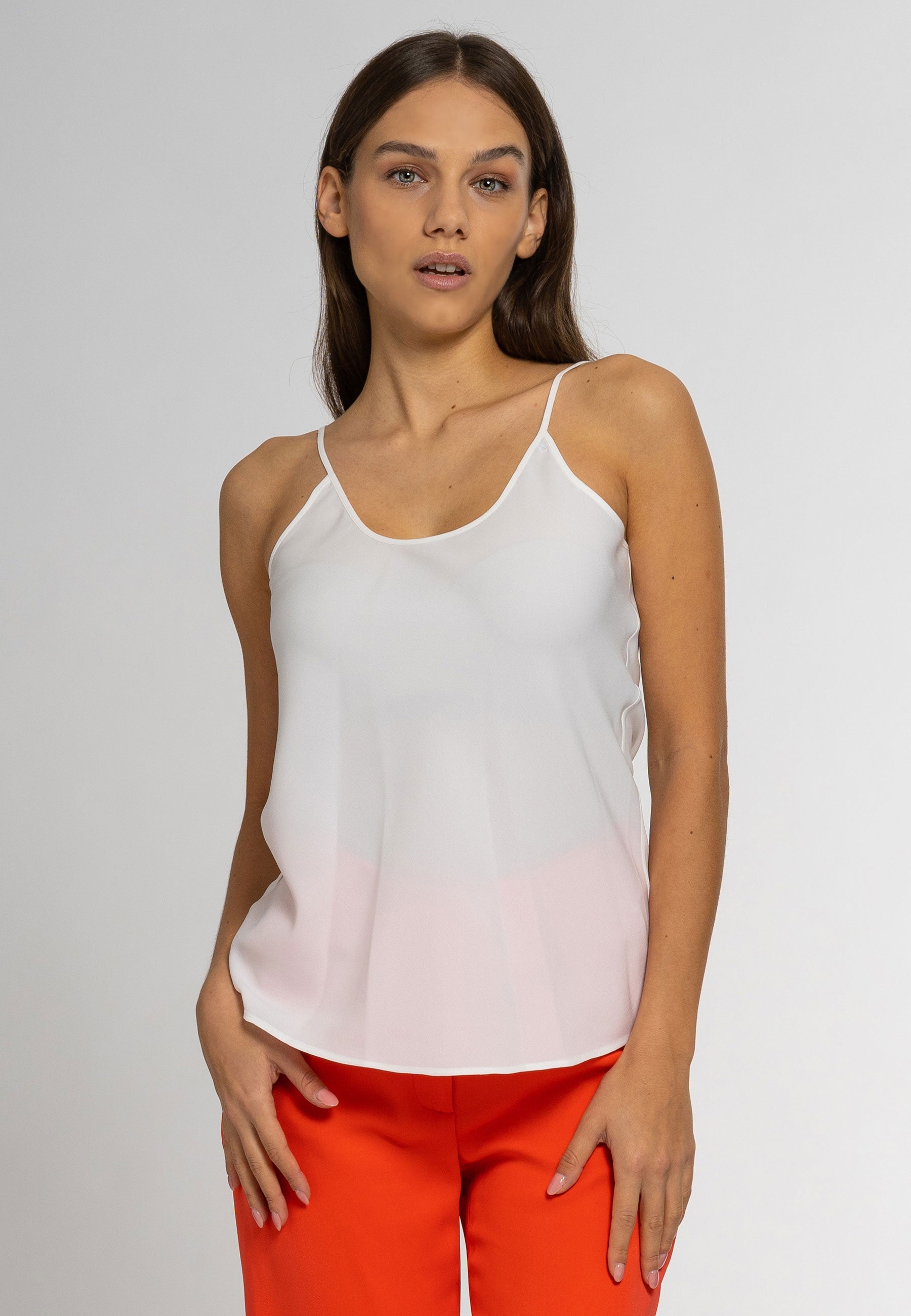 pure silk camisole, camisole in white, light weight fabric, sheer surface quality, chic silk camisole, silk camisole top, silk camisole blouse, silk cami top, camisoles for women, blouse for women, fine knitwear ideas; silk top Silk Camisole; sleeveless top; white silk top
